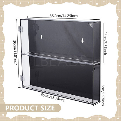 2-Tier Rectangle Wall Mounted Acrylic Baseball Card Display Cases with Magnetic Lid ODIS-WH0331-19A-1