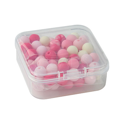 70Pcs Rubberized Style Acrylic Beads MACR-FS0001-71B-1