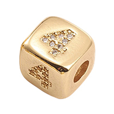Brass Micro Pave Cubic Zirconia Beads ZIRC-L091-021G-04-1
