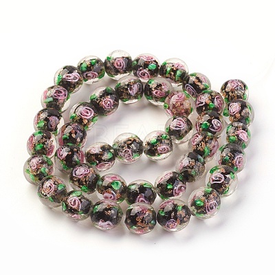 Handmade Gold Sand Lampwork Beads Strands LAMP-P051-D04-1