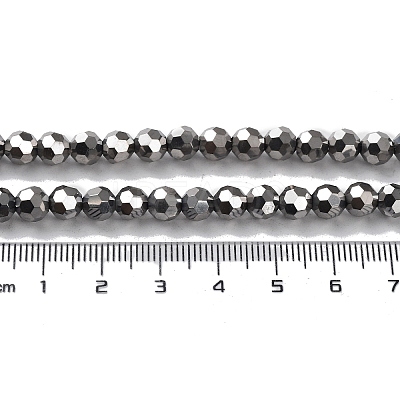 Faceted(32 Facets) Electroplate Glass Bead Strands X-EGLA-R042-6mm-06-1