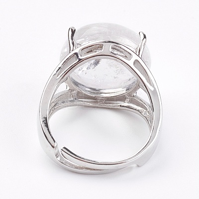 Adjustable Natural Quartz Crystal Finger Rings RJEW-F075-01G-1