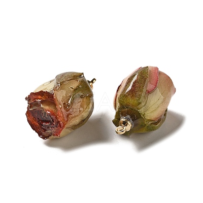 Preserved Rose with Golden Alloy Pendants FIND-M010-01A-1
