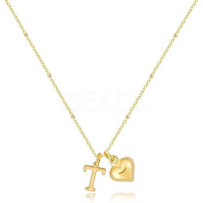 Brass Initial and Heart Pendant Necklaces for Women FS-WG01F32-20-1