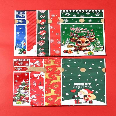 18Pcs 9 Styles Christmas Theme Plastic Packing Pouches Drawstring Bags ABAG-FS0001-04-1