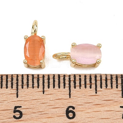 Brass Cat Eye Pendants KK-C251-09B-G-1