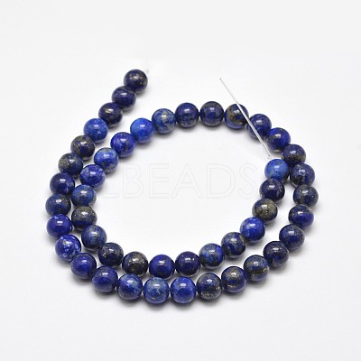 Natural Lapis Lazuli Round Bead Strands X-G-E262-01-8mm-1