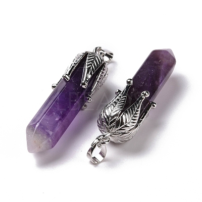 Natural Amethyst Big Pointed Pendants G-E059-03AS-04-1