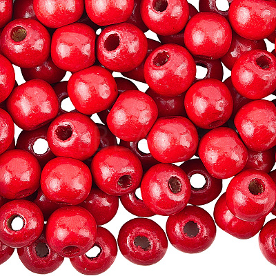 300Pcs Flat Round Maple Beads WOOD-PA0001-04-1