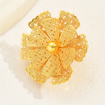 Elegant Hollow Flower Design Iron Cuff Ring for Women Wedding Party PY5913-1