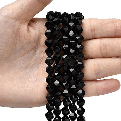 Natural Black Onyx Beads Strands G-Z119-A04-02-1