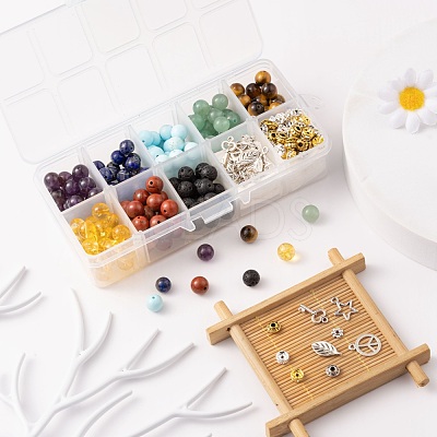 280Pcs 8 Styles 8mm Gemstone Beads Chakra Yoga Healing Stone Kits G-LS0001-02B-1