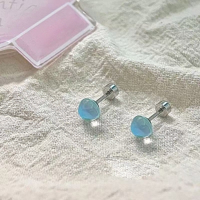 316L Surgical Stainless Steel & Glass Stud Earrings WGE1D71-02-1