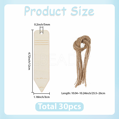 30Pcs Unfinished Wood Pencil Pendants WOOD-SP0001-82-1