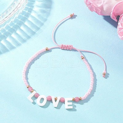 2Pcs Valentine's Day Dyed Natural White Jade Bead & Rose Quartz & TOHO Round Seed Beads Braided Bead Bracelets for Women BJEW-MZ00244-1