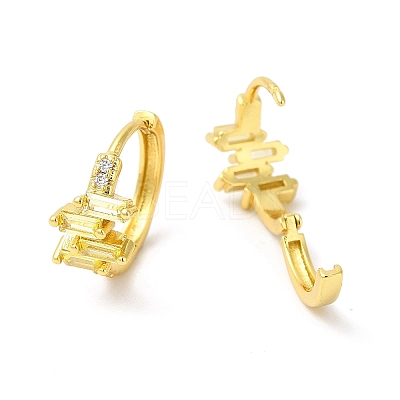 Cubic Zirconia Rectangle Hoop Earrings EJEW-E270-04G-05-1