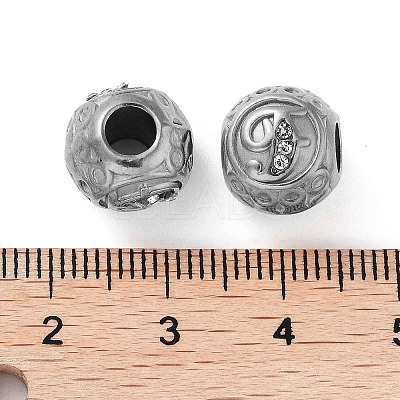304 Stainless Steel Rhinestone European Beads STAS-A092-10F-P-1
