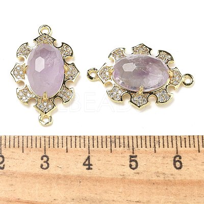 Natural Amethyst Faceted Oval Connector Charms G-G181-06G-04-1