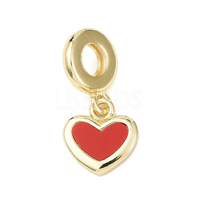 Brass Enamel European Dangle Charms KK-B159-01G-02-1