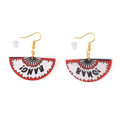 1 Pairs Acrylic Fan Dangle Earrings EJEW-TADJ0001-01-1