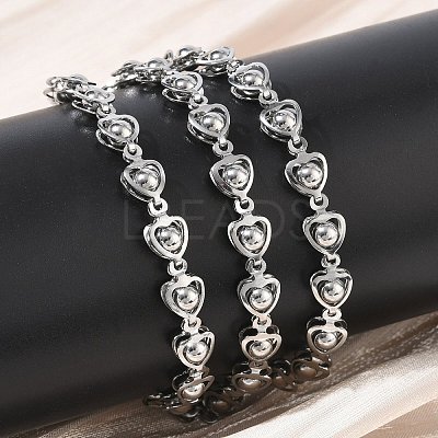 304 Stainless Steel Heart Link Chain Necklaces SA-CBA2696-01P-1