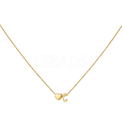 Simple Style Adjustable 316L Surgical Stainless Steel Heart and Initial Pendant Necklaces for Women WG95AEF-03-1
