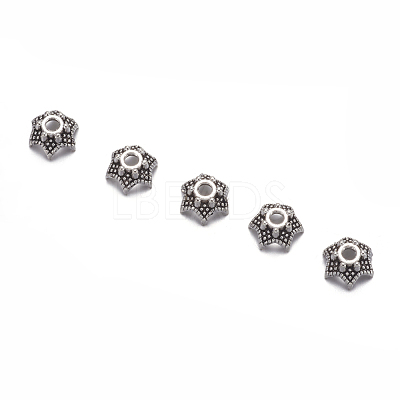 6-Petal Flower Tibetan Silver Bead Caps AA188-1