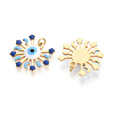 304 Stainless Steel Enamel Pendants STAS-N115-19B-G-1