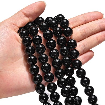 Synthetic Black Stone Beads Strands X-GSR12mmC044-1