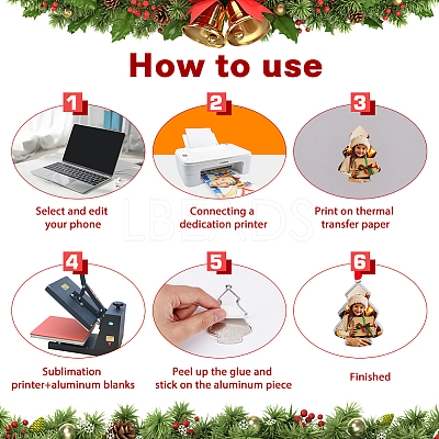 8 Sets 8 Styles Christmas Theme Sublimation Blank Alloy Pendant Decorations DIY-FH0005-64-1
