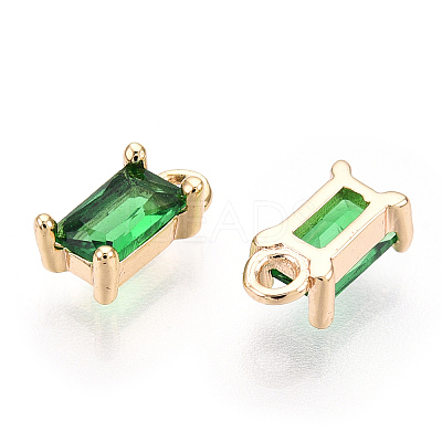 Brass Green Cubic Zirconia Charms KK-S350-367D-C-NF-1