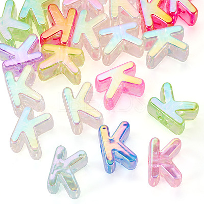 20Pcs UV Plating Transparent Acrylic European Beads OACR-TADJ0001-19K-1
