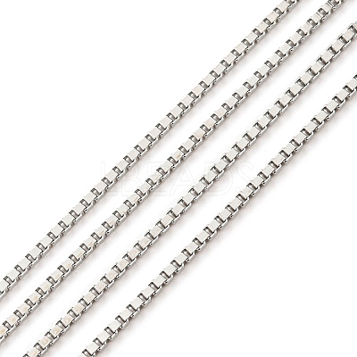 Anti-Tarnish Rhodium Plated 925 Sterling Silver Box Chains STER-F052-09P-1