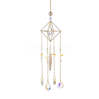 Glass Teardrop Pendant Decorations AJEW-Q143-05-1