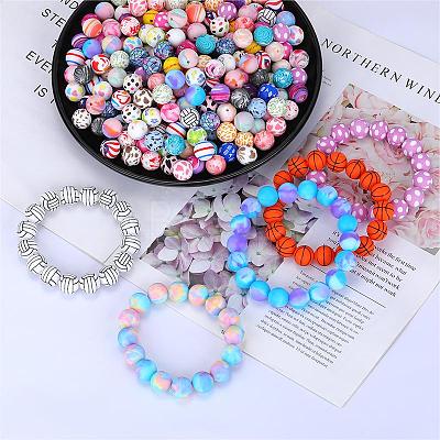 Printed Round with Ghost Pattern Silicone Focal Beads SI-JX0056A-127-1