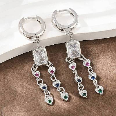 Brass Micro Pave Cubic Zirconia Chandelier Earrings KK-CBA8324-15P-1