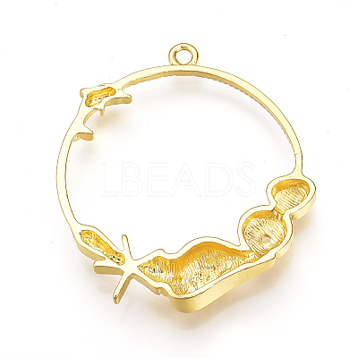 Rack Plating Alloy Open Back Bezel Pendants X-PALLOY-Q351-31G-FF-1