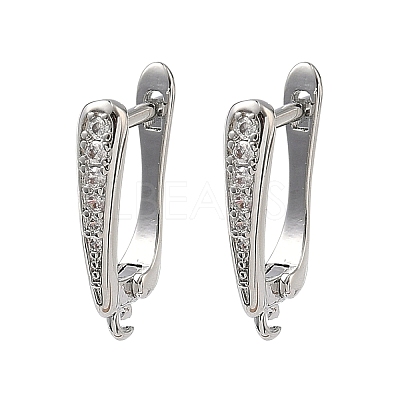 Brass Micro Pave Clear Cubic Zirconia Hoop Earring Findings KK-H256-06P-1