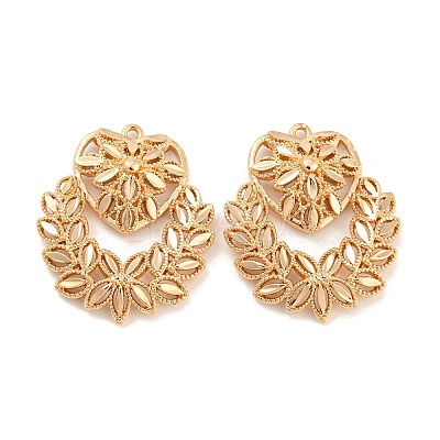 Rack Plating Brass Hollow Pendants KK-P244-12KCG-1