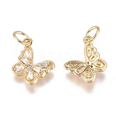 Brass Micro Pave Cubic Zirconia Pendants X-ZIRC-G168-34G-1