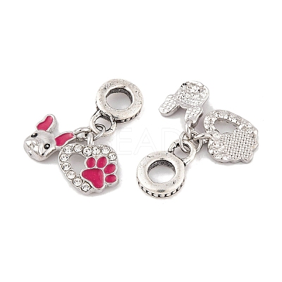 Rack Plating Alloy Crystal Rhinestone European Dangle Charms X-FIND-C055-28P-1