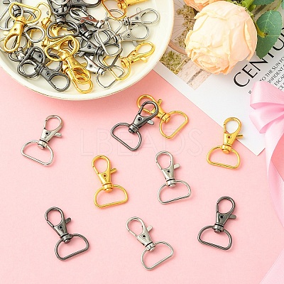 30Pcs 3 Colors Zinc Alloy Swivel D Rings Lobster Claw Clasps FIND-YW0008-62-1