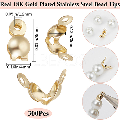 300Pcs 304 Stainless Steel Bead Tips STAS-BBC0005-78-1