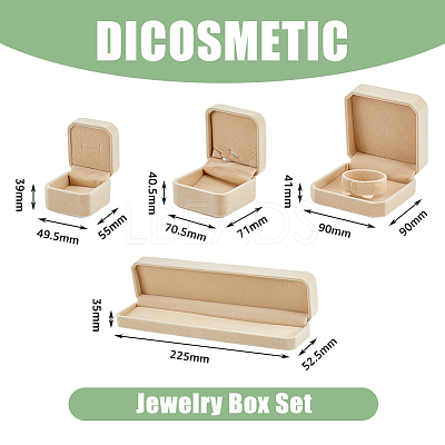 4pcs 4 styles Square & Rectangle Velvet Jewelry Gift Boxes Set ODIS-DC0001-02-1