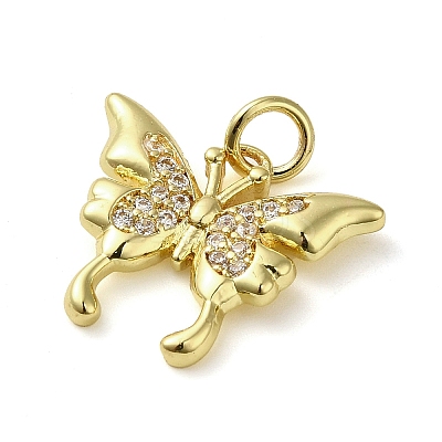 Brass Micro Pave Clear Cubic Zirconia Pendants KK-U005-01J-G-1