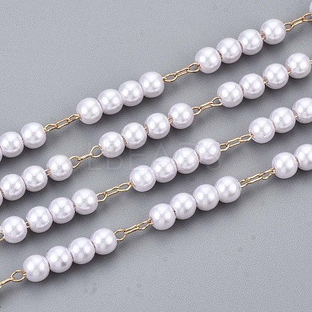 Handmade Round ABS Plastic Imitation Pearl Beads Chains for Necklaces Bracelets Making CHC-T012-30LG-1