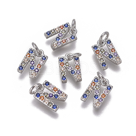 Brass Micro Pave Cubic Zirconia Charms ZIRC-L070-38N-P-1