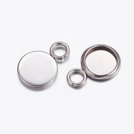 Tarnish Resistant 304 Stainless Steel Pendant Cabochon Settings STAS-K146-054-6mm-1