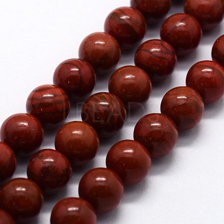 Natural Red Jasper Beads Strands G-I199-25-10mm-1