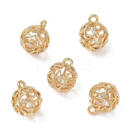 Brass Micro Pave Clear Cubic Zirconia Pendants KK-D261-01G-03-1